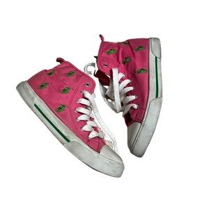 Polo Pink High Top Sneakers with Green Logos size 3